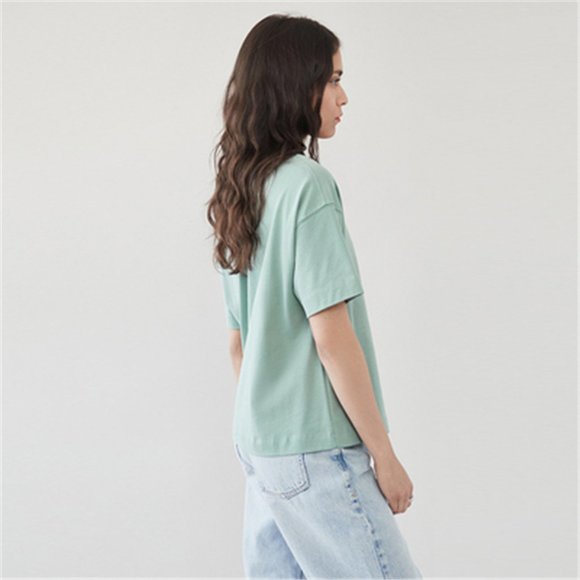 Short sleeve female cotton embroidered round colla - Picture 3 of 4